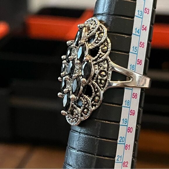 Vintage‎ Silver Tone Black Onyx Ring sz 8 - Picture 7 of 7